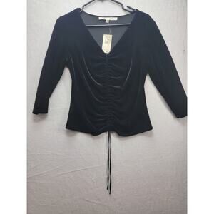 Studio M Black Velvet Blouse, Size S, NWT